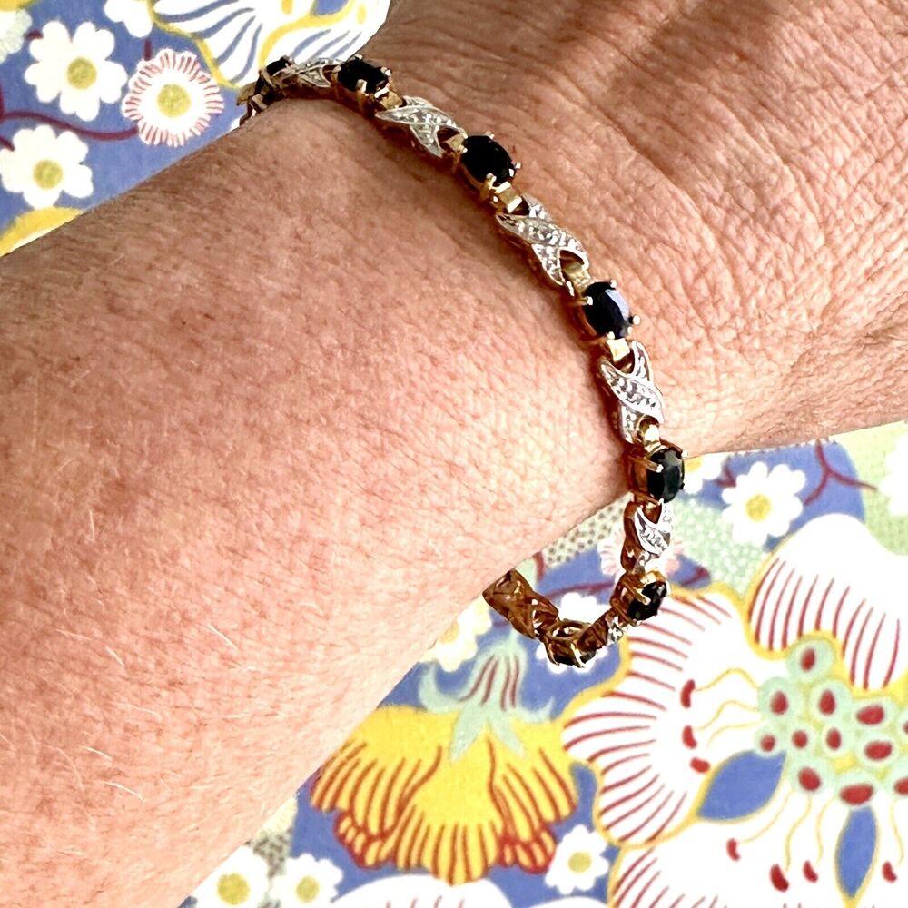 Diamond Sapphire X Bracelet 7.5 Inches Long